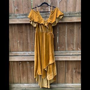 Gold velvet dress